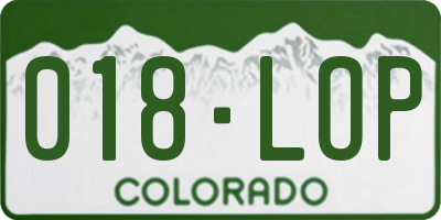 CO license plate 018LOP