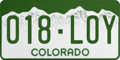 CO license plate 018LOY