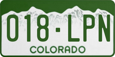 CO license plate 018LPN
