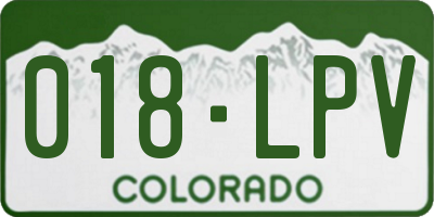 CO license plate 018LPV