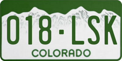 CO license plate 018LSK