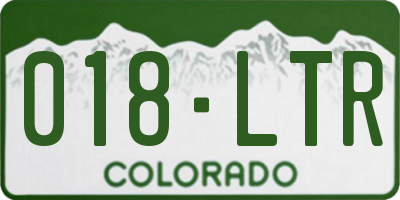 CO license plate 018LTR