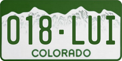 CO license plate 018LUI