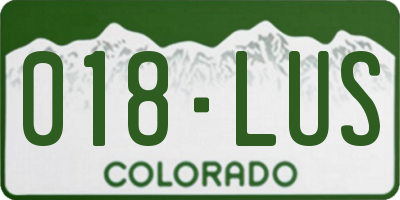 CO license plate 018LUS