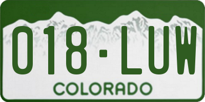 CO license plate 018LUW