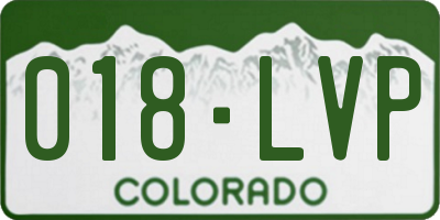CO license plate 018LVP