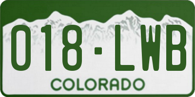 CO license plate 018LWB