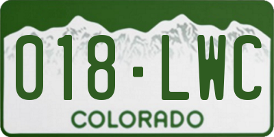 CO license plate 018LWC