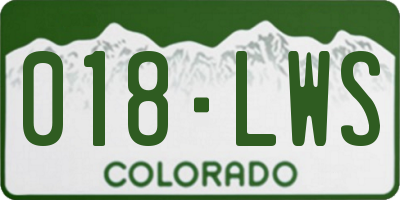 CO license plate 018LWS