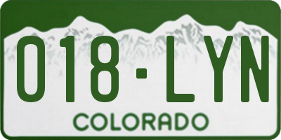 CO license plate 018LYN