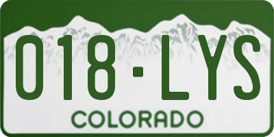 CO license plate 018LYS