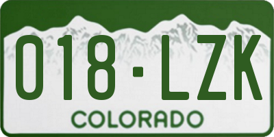 CO license plate 018LZK