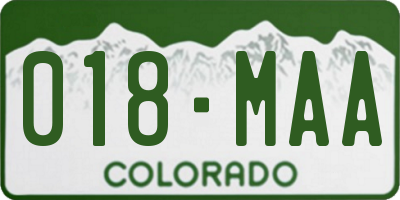 CO license plate 018MAA