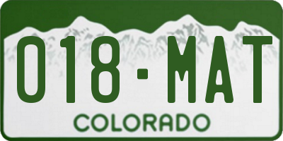 CO license plate 018MAT