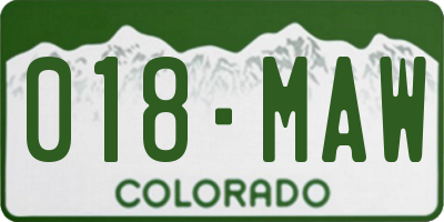 CO license plate 018MAW