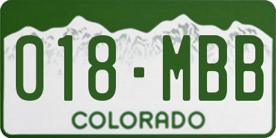 CO license plate 018MBB