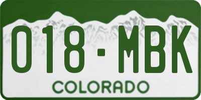 CO license plate 018MBK
