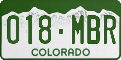 CO license plate 018MBR