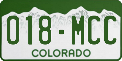 CO license plate 018MCC