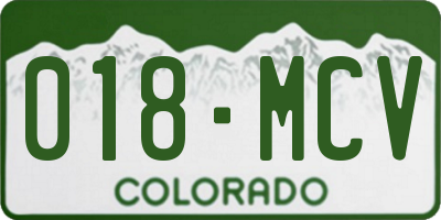CO license plate 018MCV
