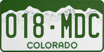 CO license plate 018MDC
