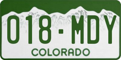 CO license plate 018MDY
