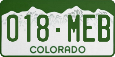 CO license plate 018MEB