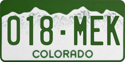 CO license plate 018MEK