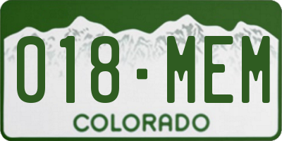 CO license plate 018MEM