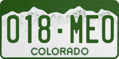 CO license plate 018MEO