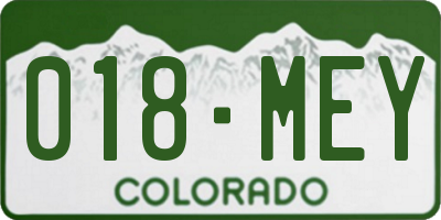 CO license plate 018MEY