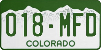 CO license plate 018MFD