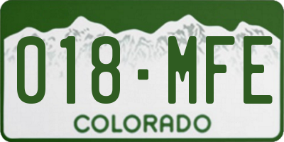 CO license plate 018MFE