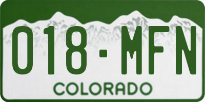 CO license plate 018MFN