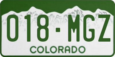 CO license plate 018MGZ