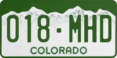 CO license plate 018MHD