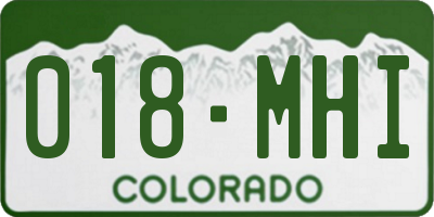 CO license plate 018MHI