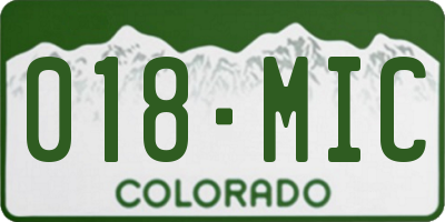 CO license plate 018MIC