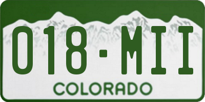 CO license plate 018MII