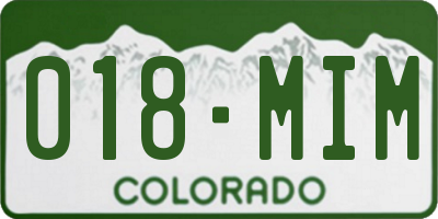 CO license plate 018MIM