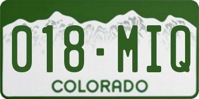 CO license plate 018MIQ