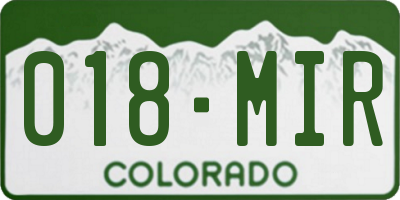 CO license plate 018MIR
