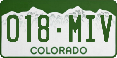 CO license plate 018MIV