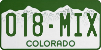 CO license plate 018MIX