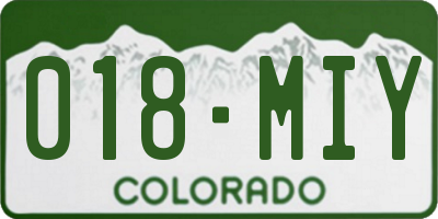 CO license plate 018MIY