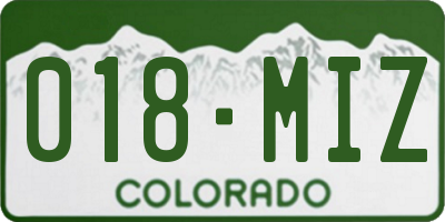 CO license plate 018MIZ