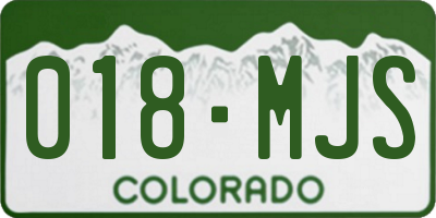 CO license plate 018MJS