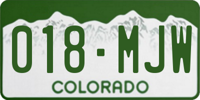 CO license plate 018MJW