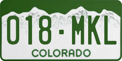 CO license plate 018MKL