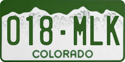 CO license plate 018MLK